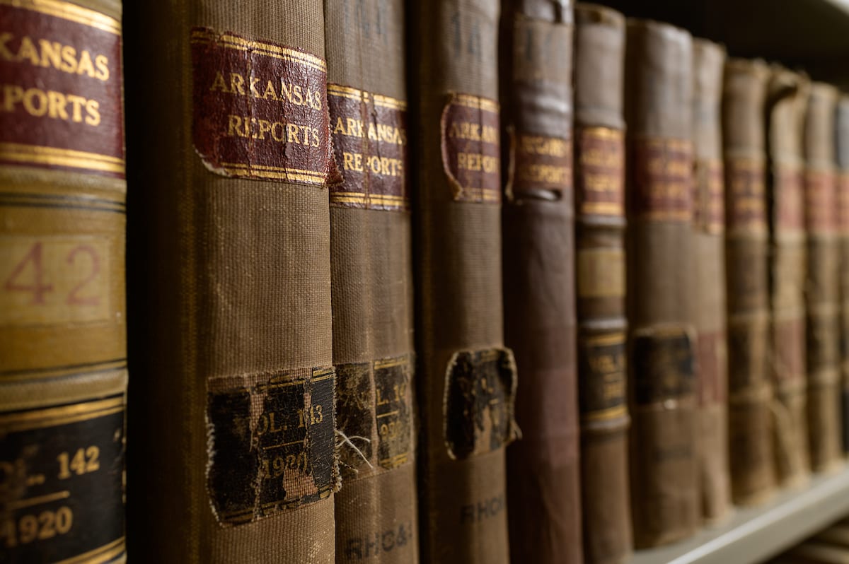 Old Arkansas Reports books on a shelf